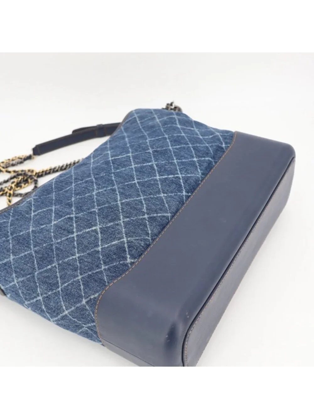 Chanel Gabriel Denim Xleather Chain Shoulder Bag Blue Gold